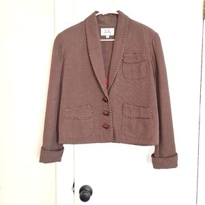 Lily by Zelda wool Blazer Jacket Houndstooth Brown Size 8